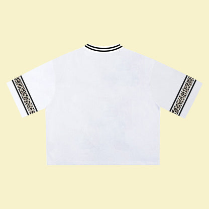 MCRAE T8 White Leopard Jersey – Unisex Sports Design, Breathable Material, Suitable for Streetwear