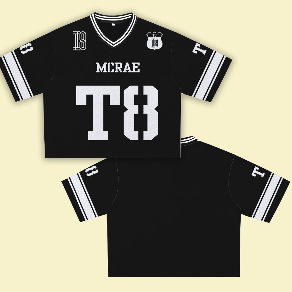 MCRAE T8 Black Jersey – Unisex Sports Design, Breathable Material, Suitable for Streetwear