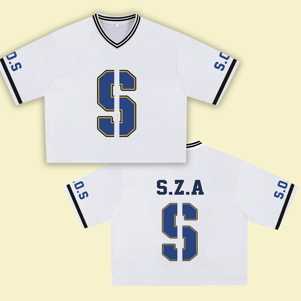 S.Z.A Navy White Jersey - Streetwear Sports Style, Youthful and Dynamic Men's and Women's Fashion