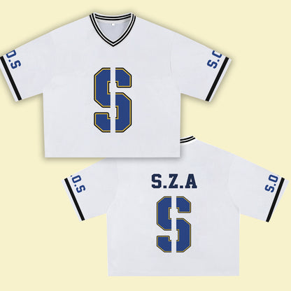 S.Z.A Navy White Jersey - Streetwear Sports Style, Youthful and Dynamic Men's and Women's Fashion
