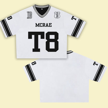 MCRAE T8 White Jersey – Unisex Sports Design, Breathable Material, Suitable for Streetwear