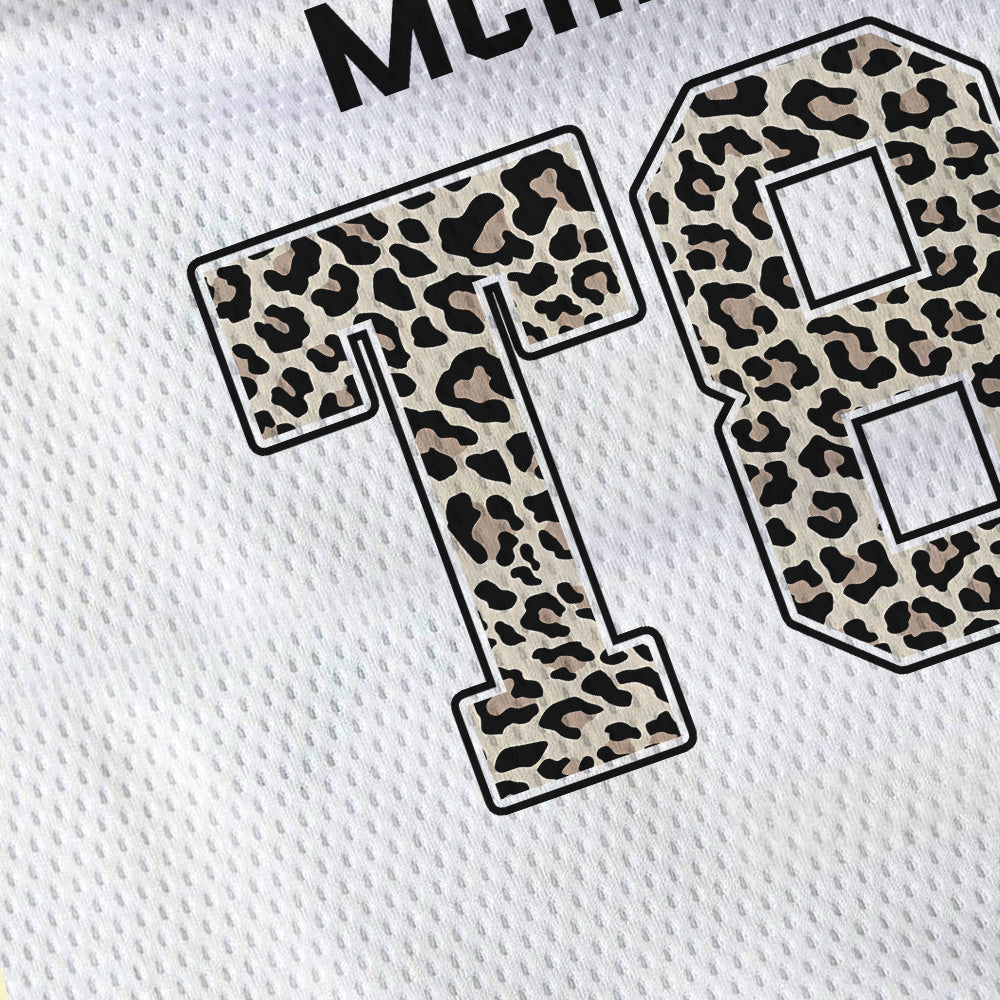 MCRAE T8 White Leopard Jersey – Unisex Sports Design, Breathable Material, Suitable for Streetwear