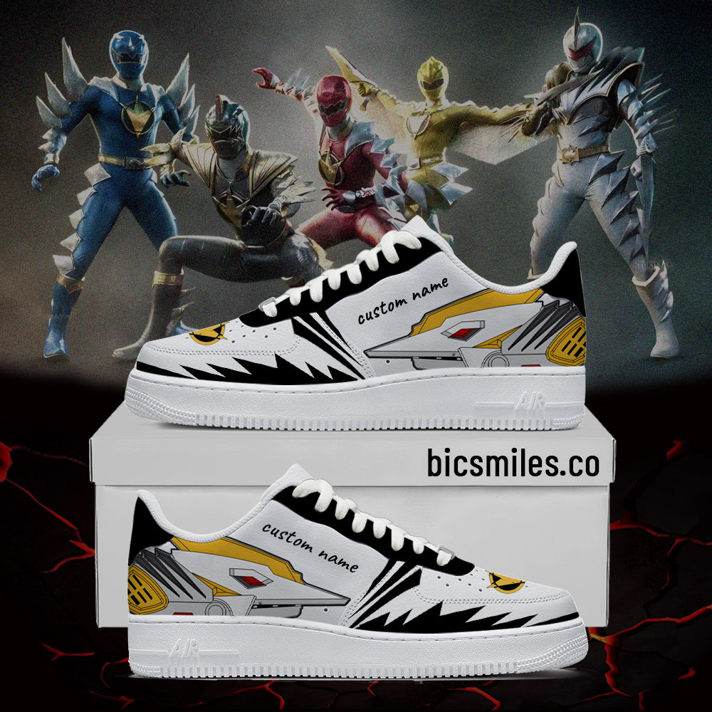 Dino Thunder Custom Shoes White  – Anime-Inspired Streetwear