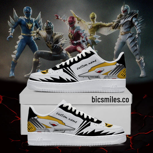 Dino Thunder Custom Shoes White  – Anime-Inspired Streetwear