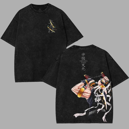 Sound Hashira Tengen Uzui v5 Demon Slayer Kimetsu No Yaiba Anime Double Printed Acid Washed Top men's graphic tees streetwear fantasy T-Shirt merch unisex gift