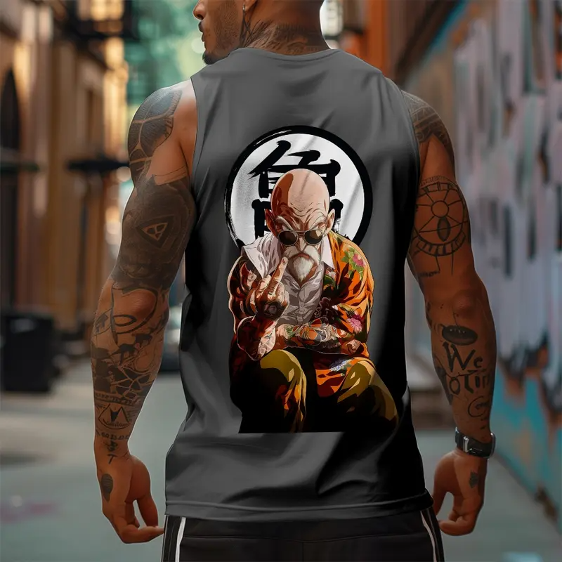 Dragon Ball DBZ Roshi Unisex Summer outfits men streetwear 80s 90s graphic tees cotton Anime tank tops men gifts