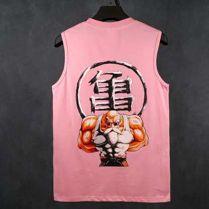 Dragon Ball DBZ Master Roshi Unisex Summer outfits men streetwear Top Rated 80s 90s graphic tees cotton Anime tank tops men gifts
