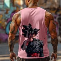 Top Rated 80s 90s Dragon Ball DBZ Goku saiyan Oversized streetwear singlet muscle cotton outfits men short summer men's graphic tees Fits vacation outfits Anime tank tops men gifts