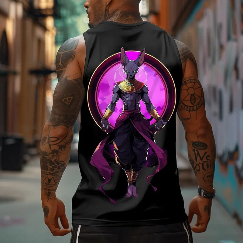80s 90s Dragon Ball DBZ Beerus Oversized singlet muscle men's graphic tees Fits Anime tank tops men gifts