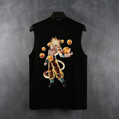 Dragon Ball DBZ Goku Saiyan Unisex Summer outfits men streetwear 80s 90s graphic tees cotton Anime tank tops men gifts
