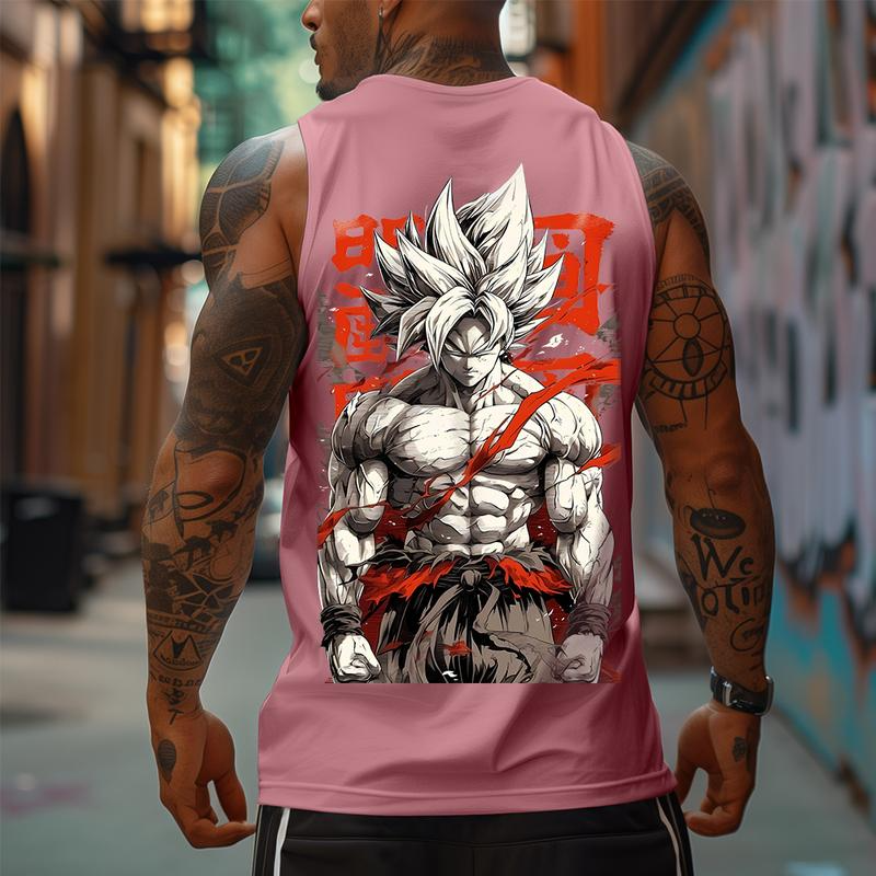 Dragon Ball DBZ Son Goku Unisex Summer Outfits Men Streetwear Top Rated 80s 90s Graphic Tees Cotton Anime Tank Tops Men Gifts Woven Premium Breathable 100% Cotton Super Soft Pre-Shrunk Loose Fit