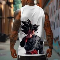 Top Rated 80s 90s Dragon Ball DBZ Goku saiyan Oversized streetwear singlet muscle cotton outfits men short summer men's graphic tees Fits vacation outfits Anime tank tops men gifts