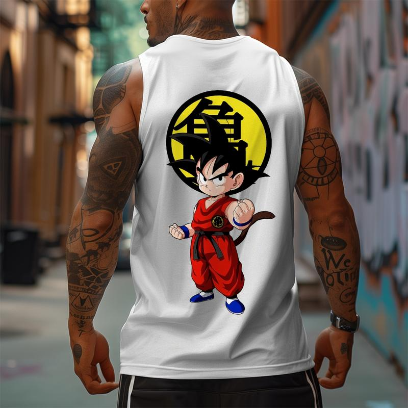 Dragon Ball DBZ Son Goku Unisex Summer Outfit Men's Streetwear 80s 90s Graphic Tees Cotton Anime Tank Tops Men Gifts Breathable Loose Fit