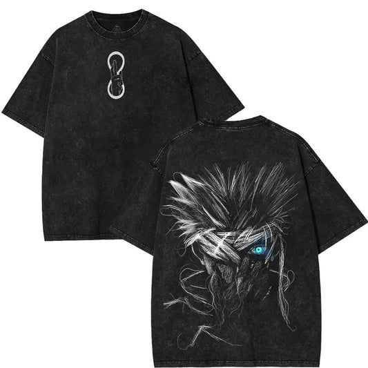 Gojo Satoru Limitless BLue Eyes The Honored One Jujutsu Kaisen JJK graphic Tees Double Printed Washed Tshirt Streetwear graphic tee