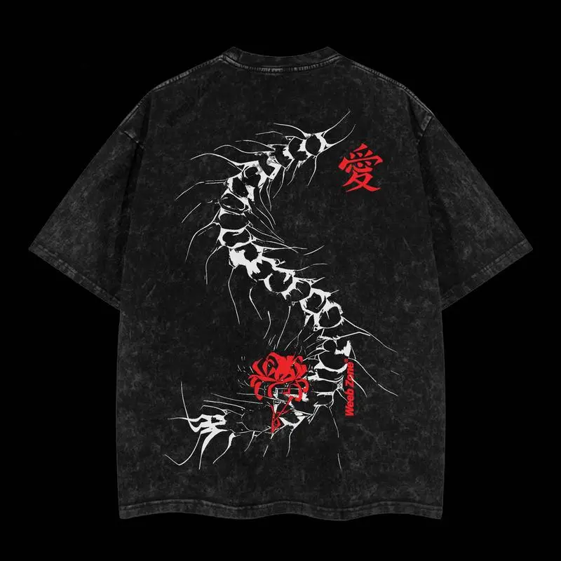 Limited Edition Centipede Kaneki Ken - Tokyo Ghoul Anime Double Printed Oversize Lightweight Acid Washed Graphic Tee, Gift For anime lover