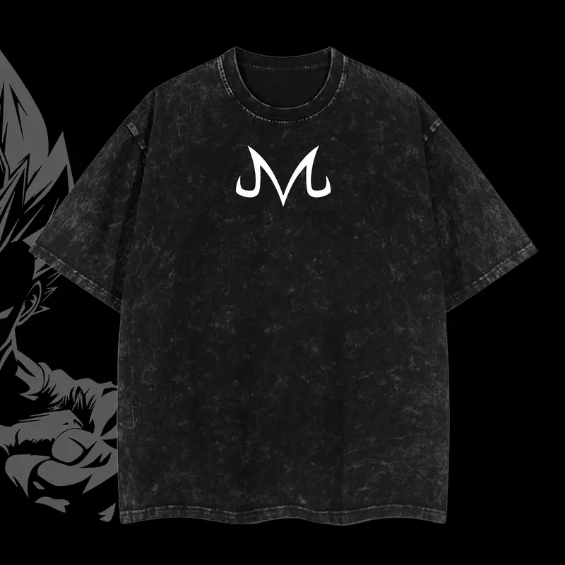 DB "Majin Vegeta" Black Edition Vintage Unisex Oversize Anime Manga Acid Washed T-shirt, graphic tee,anime merch fan, outfits men