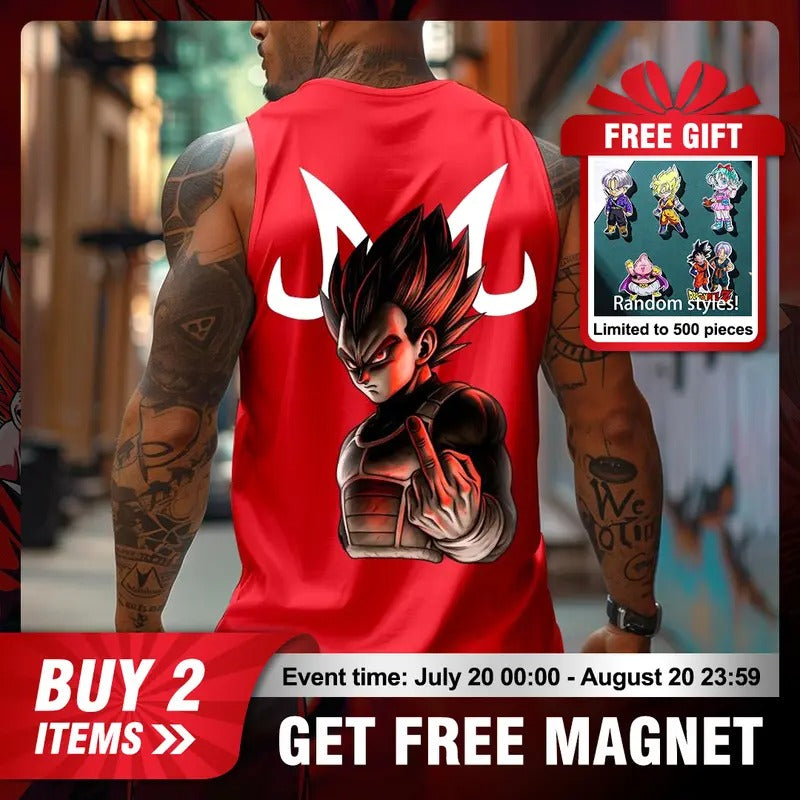 Dragon Ball DBZ Vegeta Saiyan Unisex Summer outfits men streetwear 80s 90s graphic tees cotton Anime tank tops men gifts
