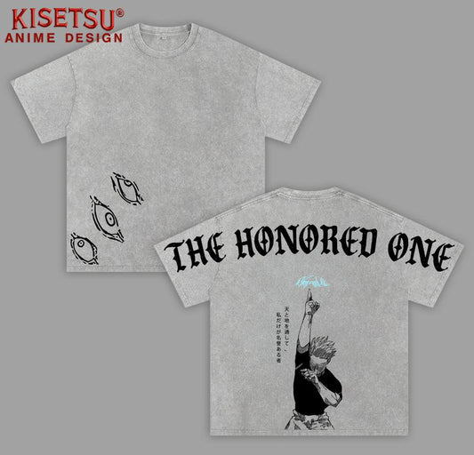 The Honored One Gojo JJK Acid Wash Vintage Tee – Anime-Inspired Shirt, Gojo Cosplay Cool T-Shirt for Men