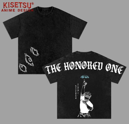 The Honored One Gojo JJK Acid Wash Vintage Tee – Anime-Inspired Shirt, Gojo Cosplay Cool T-Shirt for Men