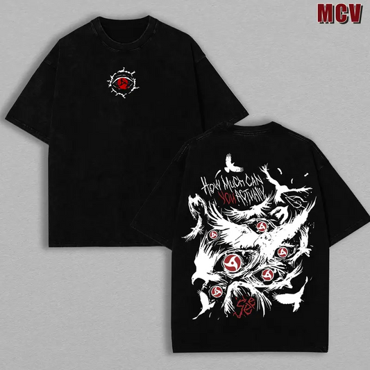 Retro Heavy Uchiha Itachi Character Naruto Anime Tee Hoodie Menswear Top Unisex Mineral Anime Manga Washed Heavy Cotton T-shirt, Gift For Anime Fan