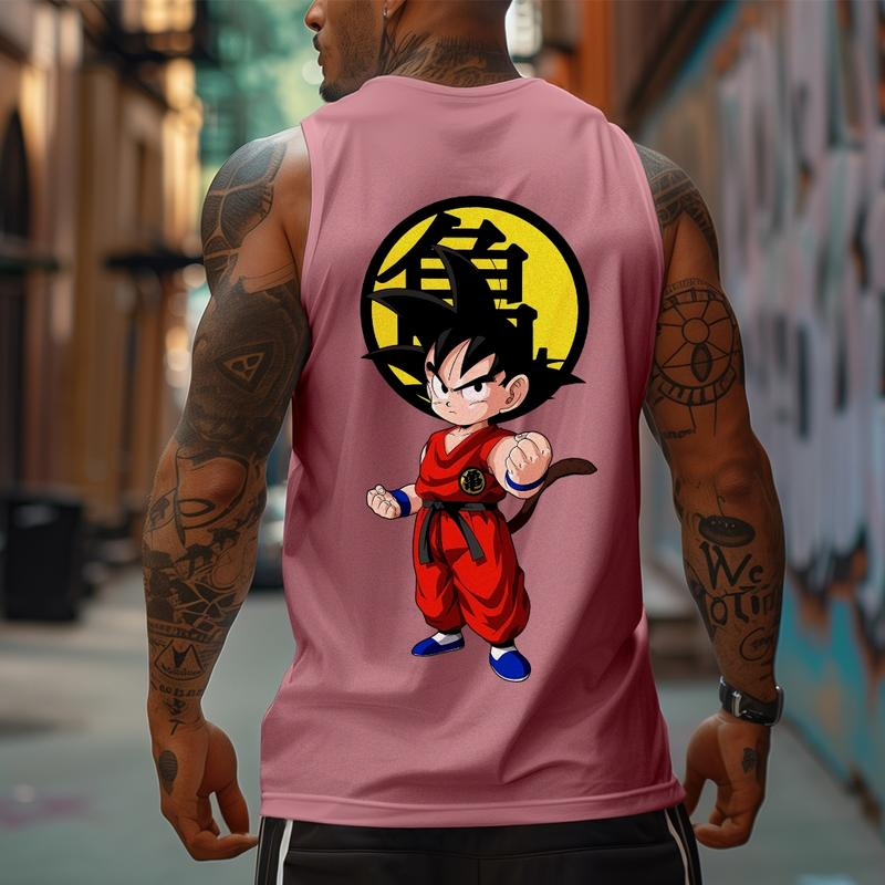 Dragon Ball DBZ Son Goku Unisex Summer Outfit Men's Streetwear 80s 90s Graphic Tees Cotton Anime Tank Tops Men Gifts Breathable Loose Fit