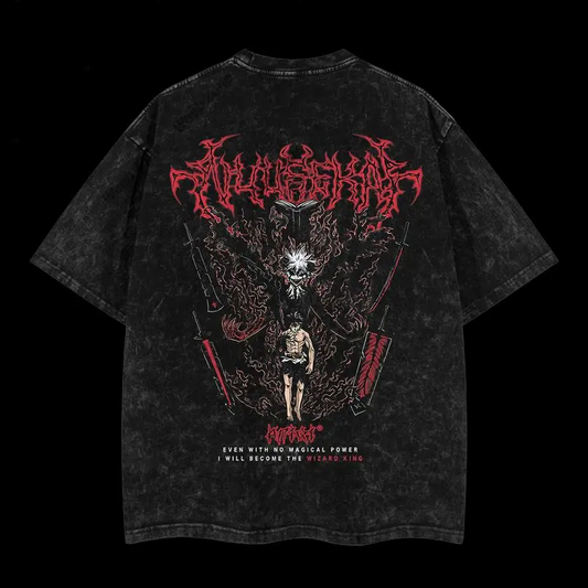 Limited Edition Asta Demon - Black Clover Anime Double Printed Oversize Lightweight Acid Washed Tee, Gift For anime lover, anime merch