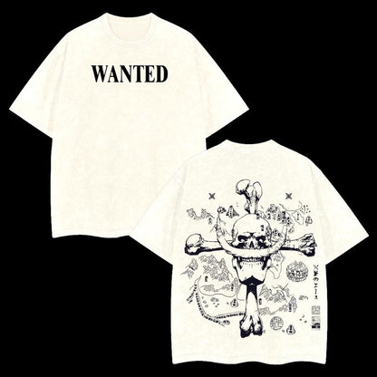 One Piece "Map of the Grand Line – Whitebeard Skull" Vintage Unisex Oversize Anime Manga Acid Washed T-shirt, graphic tee,anime merch fan, outfits men