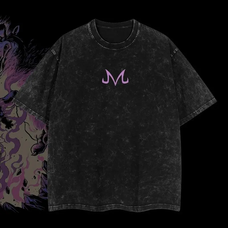 Majin Vegeta Dragon Ball Vintage Unisex Oversize Anime Manga Acid Washed Heavyweight Cotton T-shirt, graphic tee,anime merch fan, outfits men