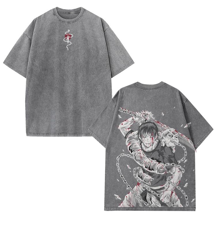 Sorcerer Killer Toji Fushiguro JJK Jujutsu Kaisen Anime Manga Unisex Washed Tshirt Top Streetwear Fit graphic tee