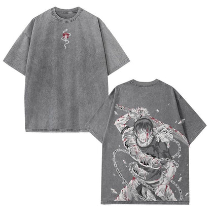 Sorcerer Killer Toji Fushiguro JJK Jujutsu Kaisen Anime Manga Unisex Washed Tshirt Top Streetwear Fit graphic tee