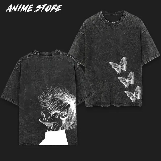 Retro Vintage Ken Kaneki Tokyoooo Ghoul Ver.3 Unisex Oversize Anime Manga Washed Heavyweight Cotton T-shirt, Gift For Anime Fan, Anime Lover