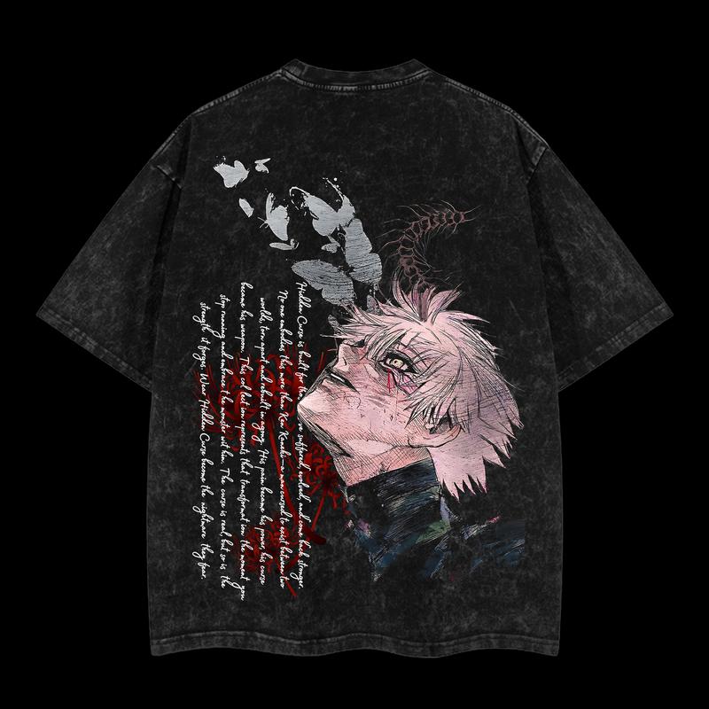 Ken Kaneki Tee – Tokyo Ghoul Unisex Oversize Anime Manga Acid Washed Heavyweight Cotton T-shirt, graphic tee,anime lover , outfits men