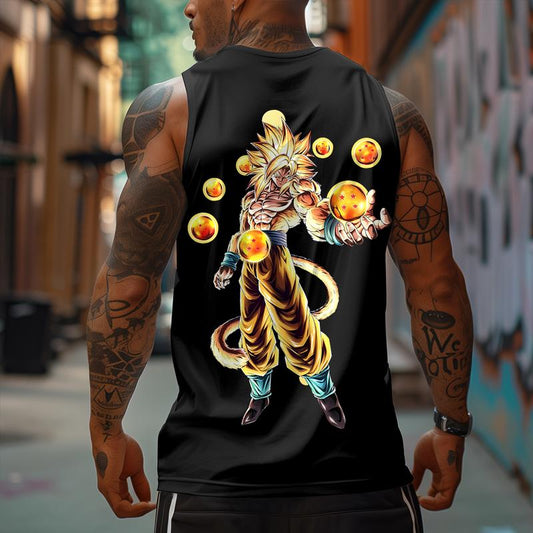 Dragon Ball DBZ Goku Saiyan Unisex Summer outfits men streetwear 80s 90s graphic tees cotton Anime tank tops men gifts