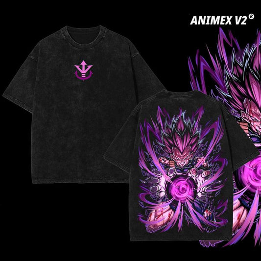 Retro Vintage Limited Vegeta Ego - Dragon Ball Super Anime Double Printed Oversize Anime Manga Acid Washed Lightweight Cotton T-Shirt, Hoodies Wash Gift For Anime Fan, Anime Lovers